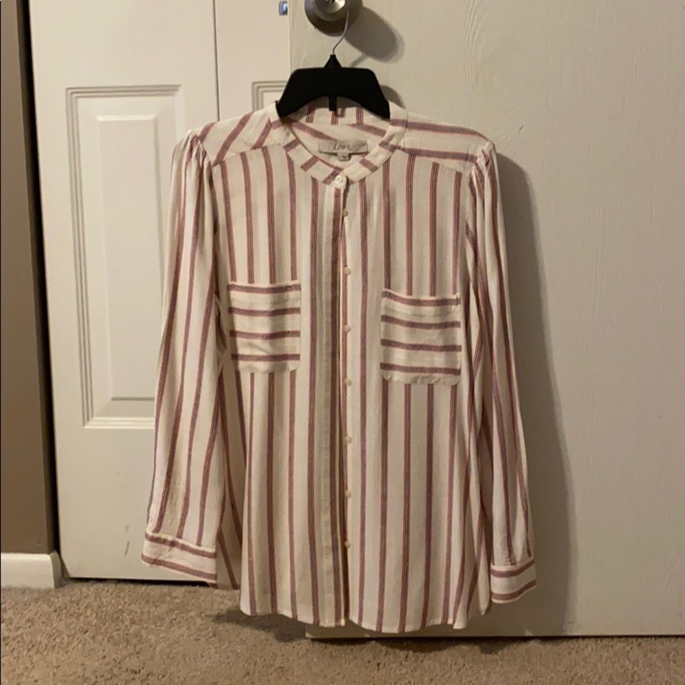 LOFT size large women’s striped button up
